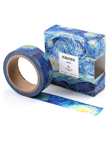 Cinta Washi Colorida Van Gogh 15mm x 7m Sin Residuo
