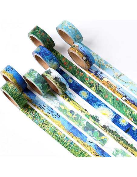 Cinta Washi Colorida Van Gogh 15mm x 7m Sin Residuo