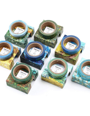 Cinta Washi Colorida Van Gogh 15mm x 7m Sin Residuo