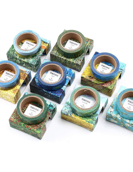 Cinta Washi Colorida Van Gogh 15mm x 7m Sin Residuo
