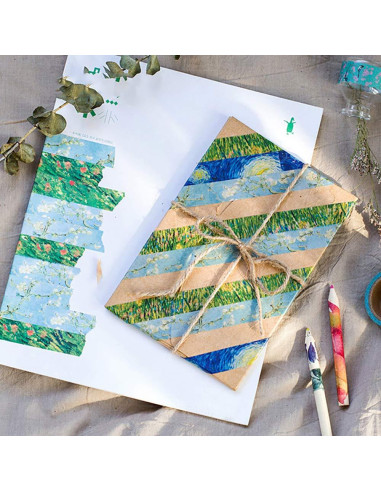 Cinta Washi Colorida Van Gogh 15mm x 7m Sin Residuo
