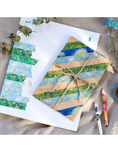 Cinta Washi Colorida Van Gogh 15mm x 7m Sin Residuo