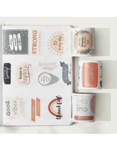 Conjunto de Etiquetas Washi Motivacionales WT - 3 Rollos 5m