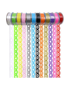 12 Rollos de Cinta Washi Encaje Colorido 16mm BangBoom