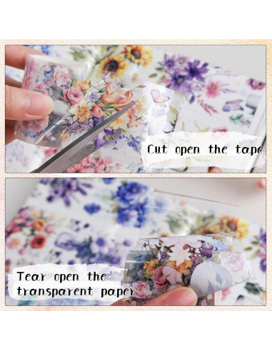 Cinta Washi Sitsink Floral 2m x 5cm para Scrapbook y Journaling