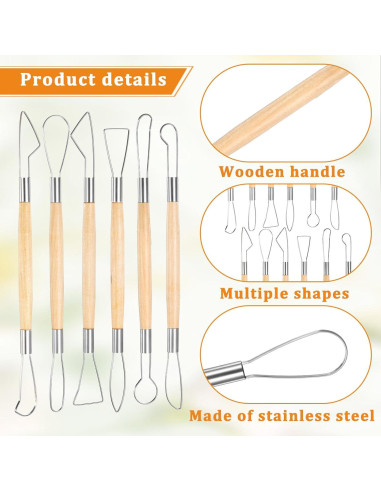 Kit de 6 Herramientas de Escultura en Arcilla FdcLixuvol