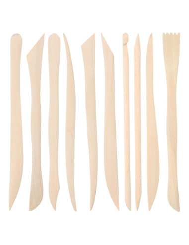 10 Herramientas de Escultura de Arcilla de Madera DIVINA VITAE 15.8 cm