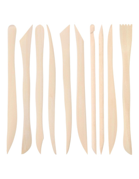 10 Herramientas de Escultura de Arcilla de Madera DIVINA VITAE 15.8 cm