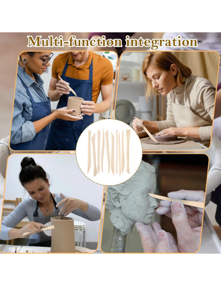 10 Herramientas de Escultura de Arcilla de Madera DIVINA VITAE 15.8 cm