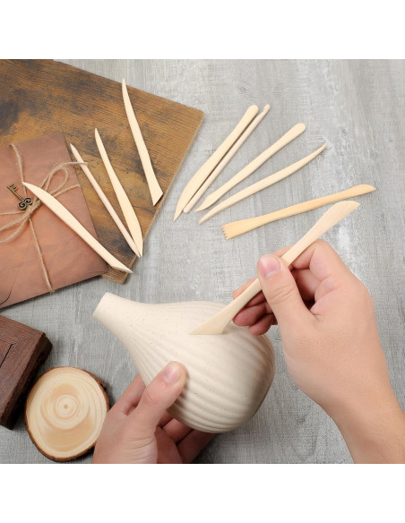 10 Herramientas de Escultura de Arcilla de Madera DIVINA VITAE 15.8 cm