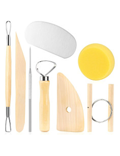 Juego de 8 Herramientas de Cerámica de Madera ZLULARY