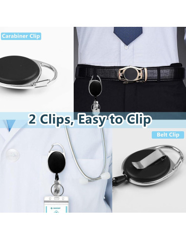 Paquete de 20 Sujetadores Retráctiles Diateklity con Clip