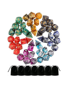 7 Juegos de Dados Poliedricos D&D BABEJIA Multicolor