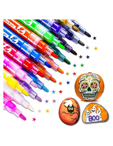 Set de 18 Marcadores de Pintura Acrílica JYUYNY - Colores Vibrantes
