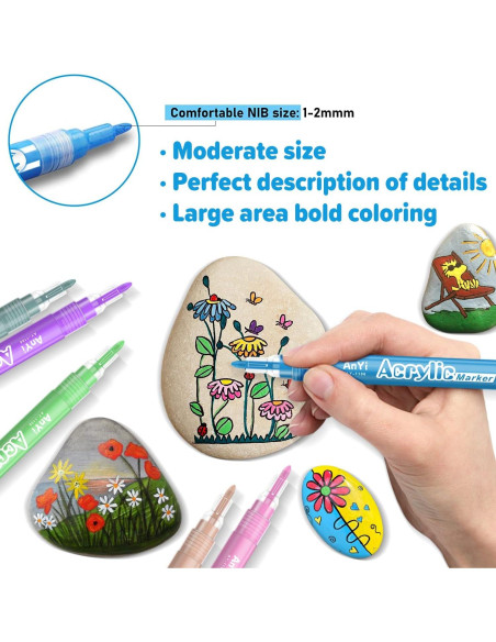 Set de 18 Marcadores de Pintura Acrílica JYUYNY - Colores Vibrantes