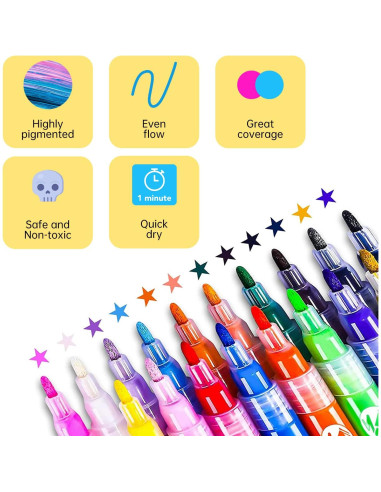 Set de 18 Marcadores de Pintura Acrílica JYUYNY - Colores Vibrantes