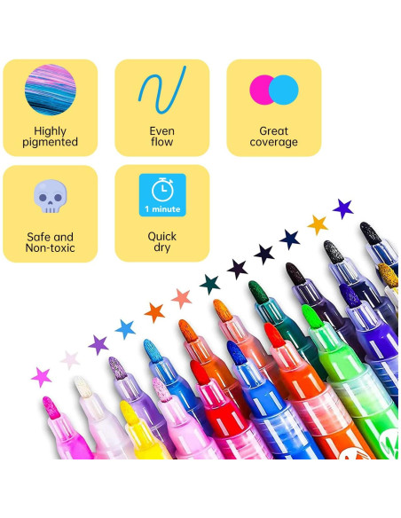 Set de 18 Marcadores de Pintura Acrílica JYUYNY - Colores Vibrantes