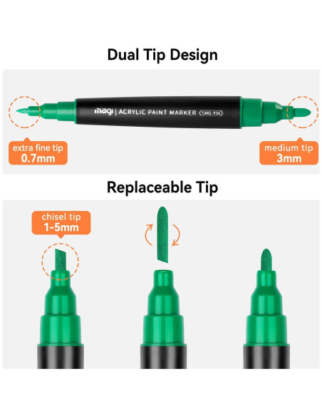 Marcadores de Pintura Acrílica Coogert 24 Colores Doble Punta Marcadores de Pintura Acrílica Coogert 24 Colores Doble Punta