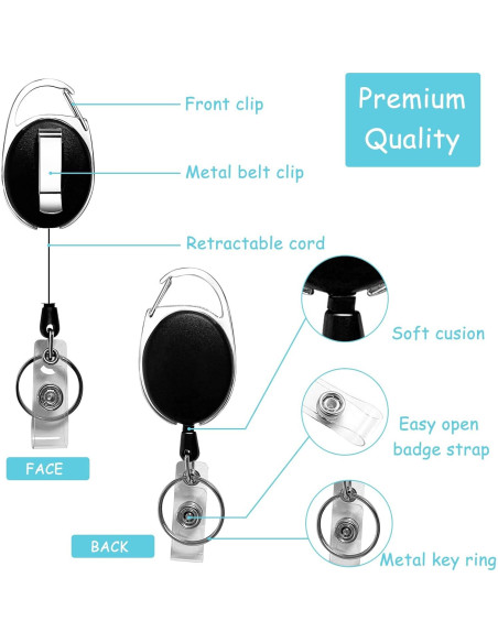 Paquete de 20 Sujetadores Retráctiles Diateklity con Clip