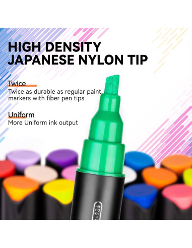 Marcadores de Pintura Acrílica Coogert 24 Colores Doble Punta