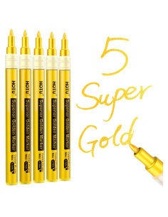 Paquete de 5 Marcadores de Pintura Dorada HOTU 0.7mm Extra Fina