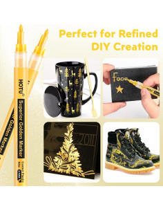 Paquete de 5 Marcadores de Pintura Dorada HOTU 0.7mm Extra Fina 2