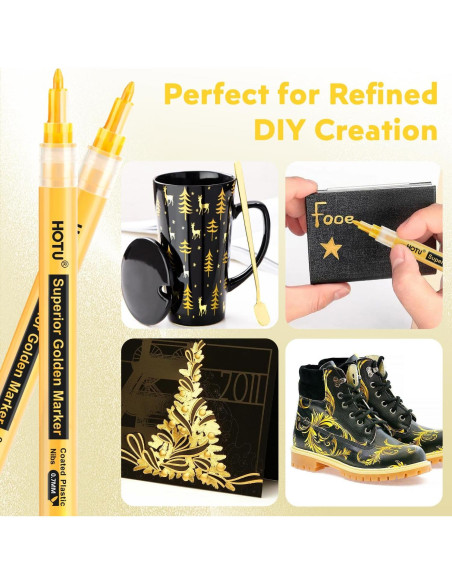 Paquete de 5 Marcadores de Pintura Dorada HOTU 0.7mm Extra Fina