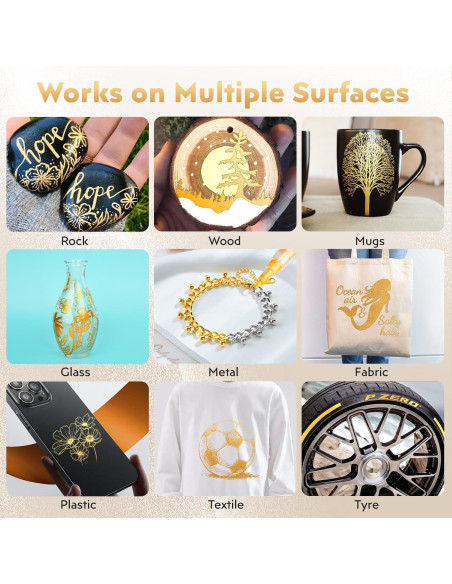 Paquete de 5 Marcadores de Pintura Dorada HOTU 0.7mm Extra Fina