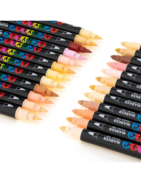 Marcadores de Pintura Acrílica EliLunar 24 Colores Tono Piel Marcadores de Pintura Acrílica EliLunar 24 Colores Tono Piel