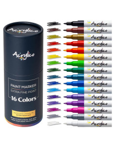 Juego de 16 Marcadores Acrílicos Punta Fina para Arte