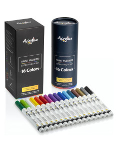 Juego de 16 Marcadores Acrílicos Punta Fina para Arte 2