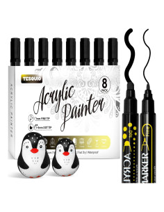 Marcadores de Pintura Acrílica Tesquio Negro - Paquete de 8