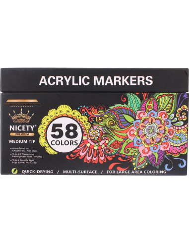 Set de 58 Marcadores de Pintura Acrílica NICETY 3mm Multicolor