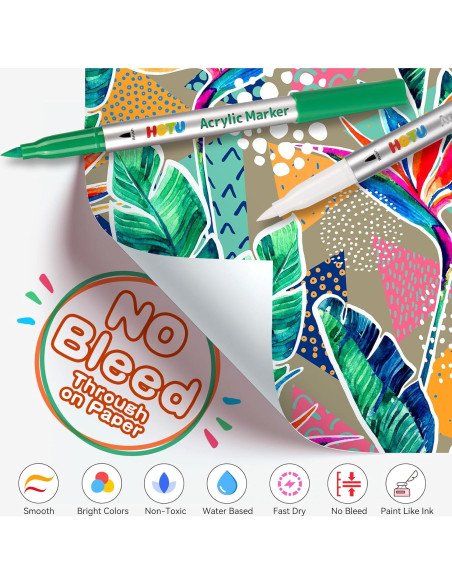 Marcadores de Pintura Acrílica Punta Pincel HOTU 18 Colores Marcadores de Pintura Acrílica Punta Pincel HOTU 18 Colores