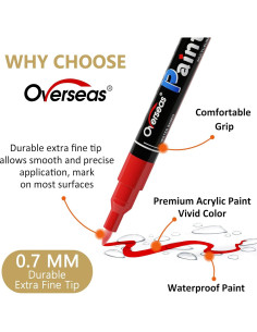 Marcadores Permanentes Acrílicos Overseas Verde 0.7mm - Paquete de 12 2