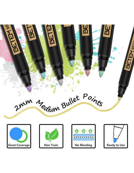 Marcadores de Pintura Metálica Betem 18 Colores 2mm Marcadores de Pintura Metálica Betem 18 Colores 2mm
