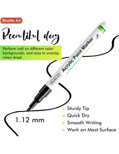 Marcadores de Pintura Acrílica Shuttle Art 20 Pzas Punta Fina Negra 2