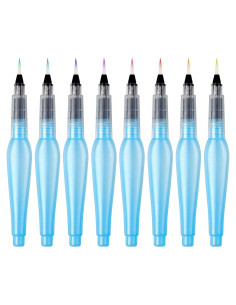 8 Plumas de Acuarela Recargables LLMSIX - Pinceles Nylon Azul