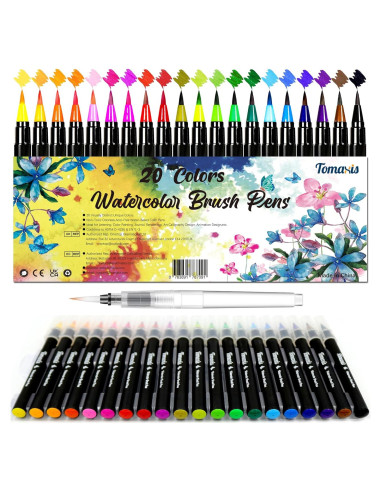 Marcadores de Pincel Acuarelables Tomaxis 20 Colores 2mm