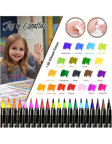 Marcadores de Pincel Acuarelables Tomaxis 20 Colores 2mm