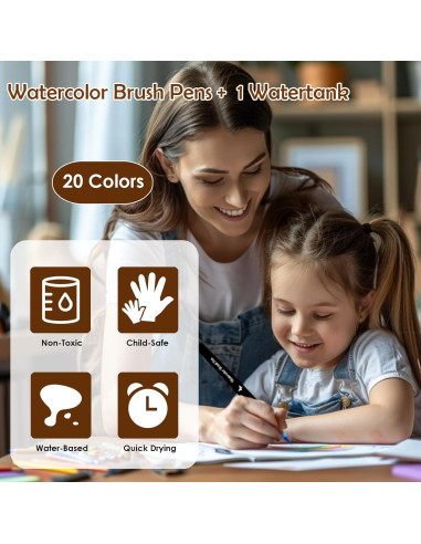 Marcadores de Pincel Acuarelables Tomaxis 20 Colores 2mm