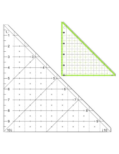 Juego de 2 Reglas Triangulares de Acrílico Konohan 12.7 y 25.4 cm