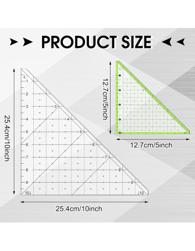 Juego de 2 Reglas Triangulares de Acrílico Konohan 12.7 y 25.4 cm
