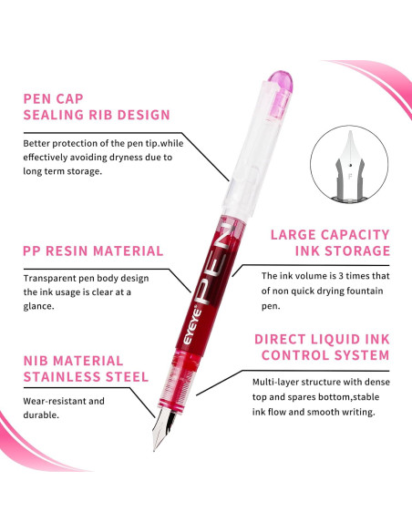 Plumas Fuente Desechables EYEYE 8 Colores Punta Fina 0.5mm