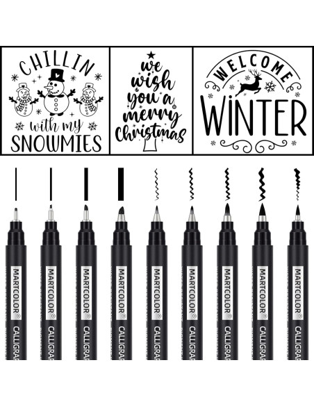 Set de Plumas de Caligrafía MARTCOLOR - 9 Tamaños y Tipos