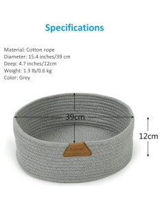 Cama redonda para gatos DogLemi de algodón gris mediana 2