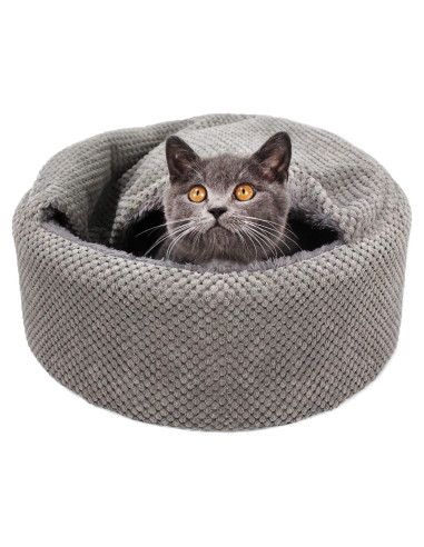 Cama para Gatos Winsterch - Redonda Suave Gris 32x32 cm