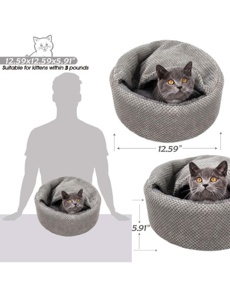 Cama para Gatos Winsterch - Redonda Suave Gris 32x32 cm