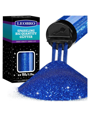 Brillo Fino Azul Real LEOBRO 150g para Manualidades y Belleza
