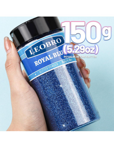 Brillo Fino Azul Real LEOBRO 150g para Manualidades y Belleza